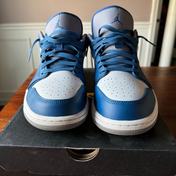 SOLD ❌ Nike Air Jordan 1 Low 'True Blue Cement' Shoes Sneakers Men's 12 Box - Picture 5 of 10